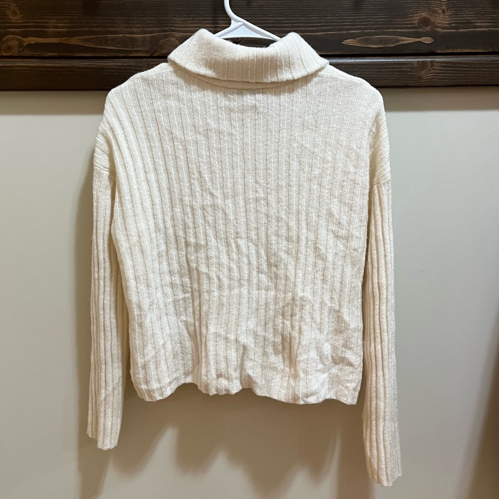 Madewell Cream Ribbed Button-Up Wool Blend Cardigan Sweater Size M - Picture 7 of 12